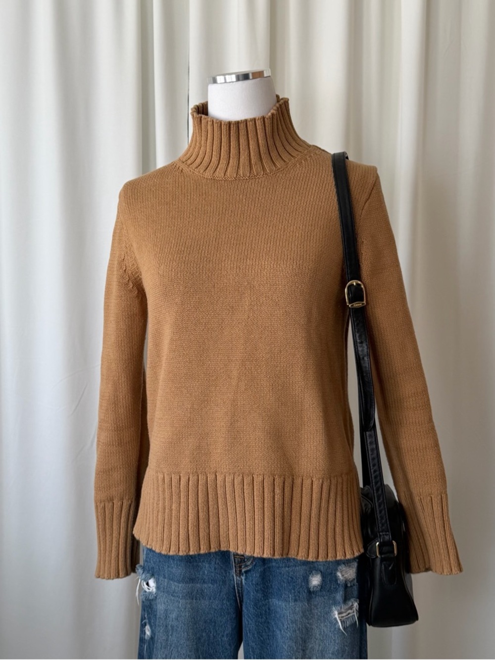 J.Crew Cotton Turtleneck Sweater Tan size small. - Picture 5 of 12